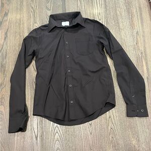 Class Club Boys Shirt Modern Fit Button Front Collared Pocket Black Size14/16 L
